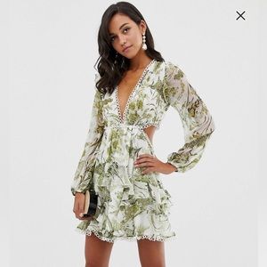 ASOS | NWT Long Sleeve Floral Embellished Cut Out Dress